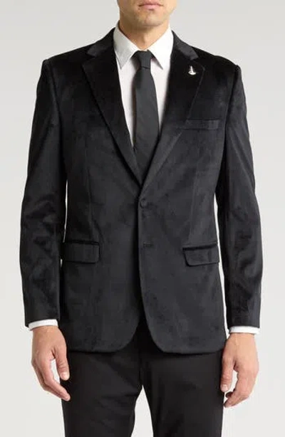 Tahari Slim Fit Velour Blazer In Black