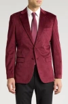Tahari Slim Fit Velour Blazer In Burgundy