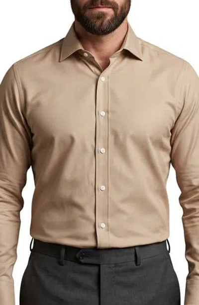 Tahari Stretch Cotton Dress Shirt In Beige