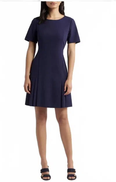 Tahari Stretch Crepe Dress In Midnight Blue