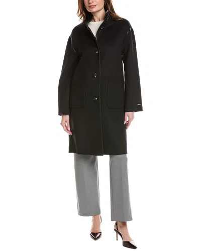 Tahari Sydney Long Wool-blend Coat In Black