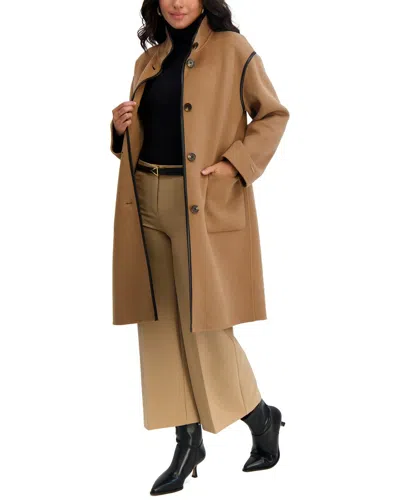 Tahari Sydney Long Wool-blend Coat In Brown