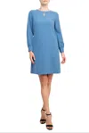 Tahari Thf97004 Long Sleeve A Line Cocktail Dress In Blue