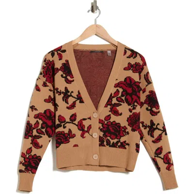 Tahari V-neck Crop Cardigan In Brown
