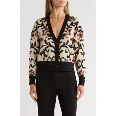 Tahari V-neck Crop Cardigan In Multi