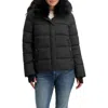 Tahari Vera Faux Fur Trim Hooded Puffer Coat In Blue