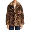 Tahari Violet Womens Winter Cold Weather Faux Fur Coat In Yellow