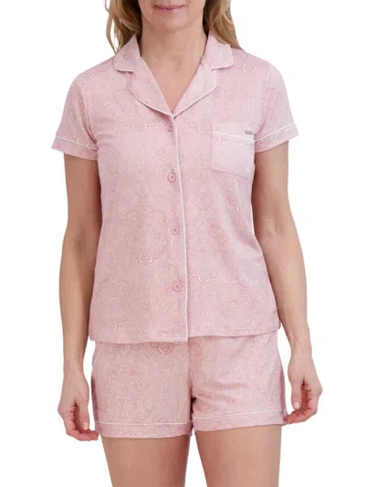 Tahari Women's 2-piece Jersey Top & Shorts Pajama Set In Almond Pink