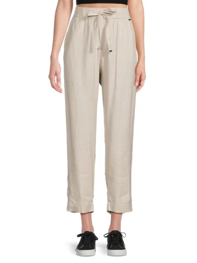 Tahari Women's Belted Linen Blend Pants In Pale Sand