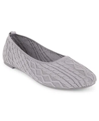 Tahari Women's Cannes Cableknit Slip-on Flats In Gray
