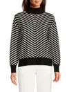 Tahari Women's Chevron Sweater In Black White