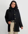 Tahari Paula Single Breasted Wool Bend Coat In Black