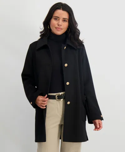Tahari Women's Collared Single-breasted Coat In Black