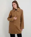 Tahari Paula Single Breasted Wool Bend Coat In Brown