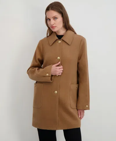 Tahari Women's Collared Single-breasted Coat In Brown