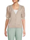 Tahari Women's Crochet Sleeve Cardigan