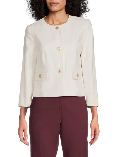 Tahari Women's Cropped Jacket In White Star