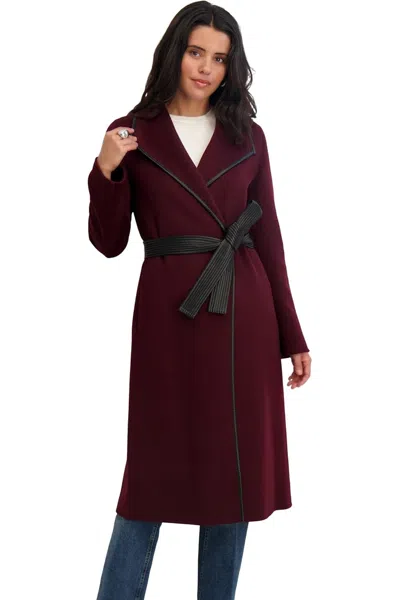Tahari Juliette Wool Blend Coat In Burgundy