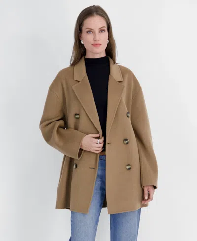 Tahari Women's Double-faced Belted Coat In Camel
