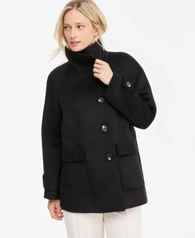 Tahari Women's Double-faced Funnel Neck Coat In Black