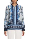 Tahari Women's Floral Blouse In Blue Multi