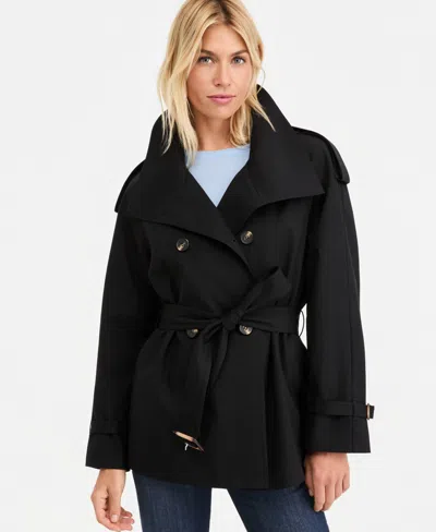 Tahari Women's Funnel-neck Belted Trench Coat In Black