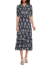 Tahari Women's Honeycomb Print Fit-&-flare Midi-dress In Multi