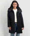 Tahari Bristol Wool Blend Coat With Removable Hood In Black