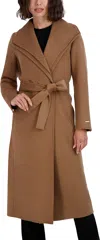 Tahari Women's Maxi Double Face Wool Blend Wrap Coat, Camel, X-large In Multi