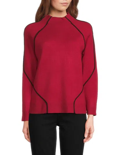 Tahari Women's Mock Turtleneck Sweater In Red
