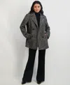Tahari Women's Notched-collar Button-front Coat In Gray
