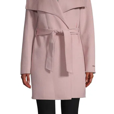 Tahari Women's Powder Pink Lightweight Wool Wrap Coat Jacket