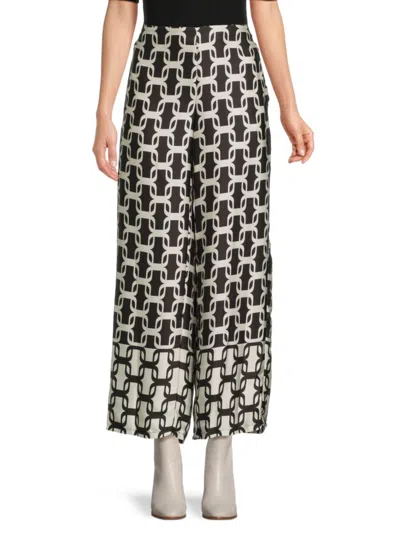 Tahari Women's Print Wide Leg Pants In Black White