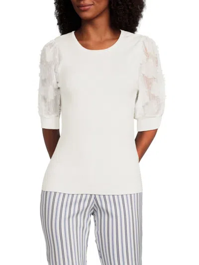 Tahari Women's Ribbed Blouson Sleeve Top