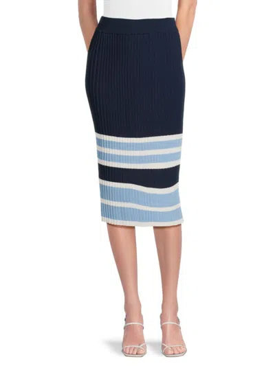 Tahari Women's Ribbed-knit Pencil Skirt In Evening Navy