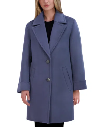 Tahari Women's Sandra Soft Double-faced Wool Blend Topper Peacoat, Blue Velvet