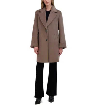 Tahari Women's Sandra Soft Double-faced Wool Blend Topper Peacoat, Blue Velvet In Brown