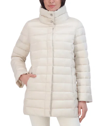Tahari Women's Shine Collared Packable Puffer Coat In Frost