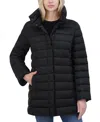 Tahari Women's Shine Collared Packable Puffer Coat In Noir