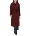 Tahari Women's Slim Fit Double-faced Wool Blend Belted Wrap Coat In Brown