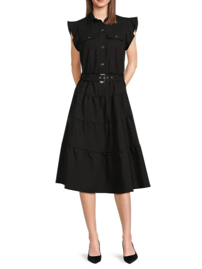 Tahari Women's Snap Tiered Midi Dress