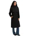 Tahari Women's Softshell Trench Coat Lightweight Windproof Rain Jacket In Black