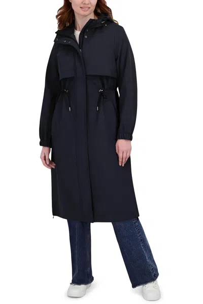 Tahari Women's Softshell Trench Coat Lightweight Windproof Rain Jacket In Blue