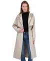 Tahari Women's Softshell Trench Coat Lightweight Windproof Rain Jacket In Gray