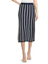 Tahari Women's Textured Striped Pencil Skirt In Evening Navy