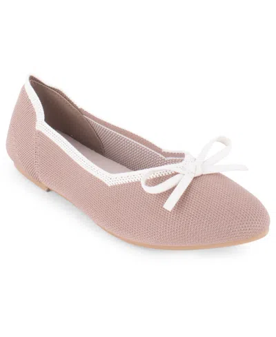 Tahari Women's Tortuga Knit Slip-on Flats In Pink