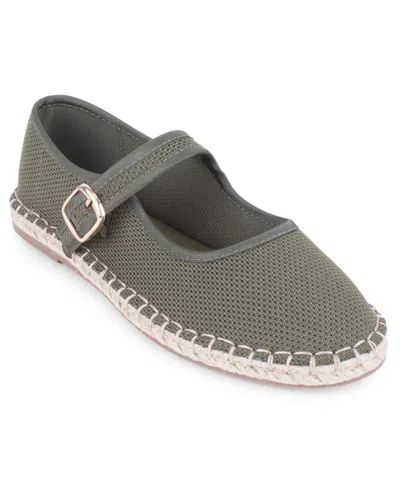 Tahari Willow Esapdrille Mary Jane Flat In Green