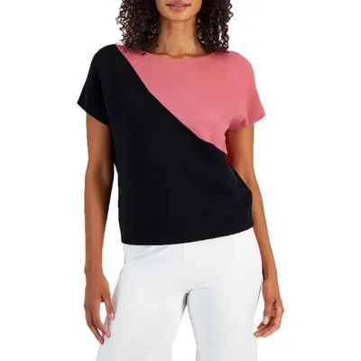 Tahari Womens Colorblock Knit Pullover Sweater In Multi
