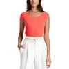 Tahari Womens Corset Seamed Knit Blouse In Red