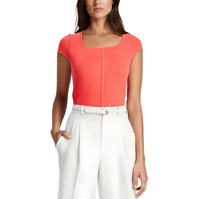 Tahari Womens Corset Seamed Knit Blouse In Red